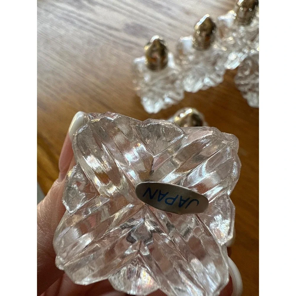 Vintage Cut Glass Individual Salt and‎ Pepper Shaker Set of 4 Made in Japan